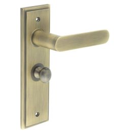 Kensington Door Handle Bathroom Backplate Antique Brass & Turn & Release - By Frelan Hardware - BUR-25AB-453AB-80AB