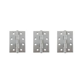 Atlantic Ball Bearing Hinges Grade 11 Fire Rated 4" x 3" x 2.5mm - Satin Chrome (Set of 3)