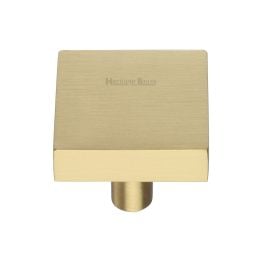 Heritage Brass Cabinet Knob Square Design 32mm Satin Brass finish