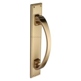 Heritage Brass Door Pull Handle on Plate Satin Brass finish