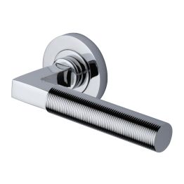 Heritage Brass Door Handle Lever on Rose Spectral Design Polished Chrome Finish