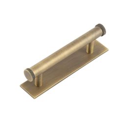 Hoxton Wenlock Cabinet Handles 96mm Ctrs Plain Backplate Antique Brass - By Frelan Hardware - HOX-150AB-5050AB