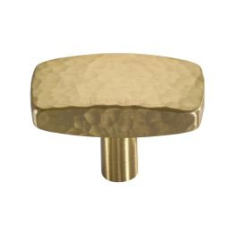 Heritage Brass Cabinet Knob Rectangular Hammered Design 47mm Satin Brass finish