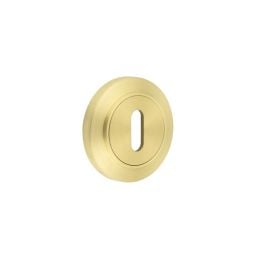 Burlington Standard Keyway Escutcheons Chamfered Rose Satin Brass - By Frelan Hardware - BUR-60SB-72SB