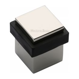 Heritage Brass Door Stop Square Floor Mounted Design Polished Nickel Finish