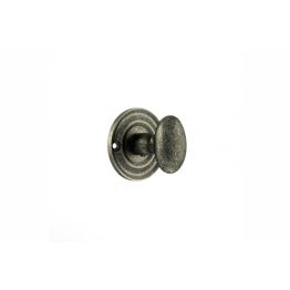 Old English Solid Brass Oval WC Turn and Release - Distressed Silver