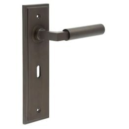Westminster Door Handle Lock Backplate Dark Bronze - By Frelan Hardware - BUR30KIT87