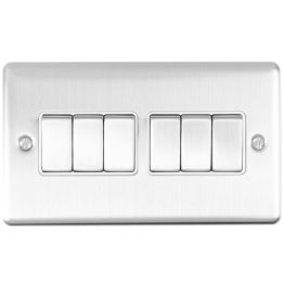 Eurolite Enhance Decorative 6 Gang Switch Satin Stainless Steel