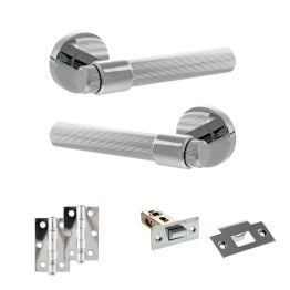 Senza Pari Fasana Door Handle Pack (Latch Set - 2.5" Latch, 3" Hinges x2) - Polished Chrome