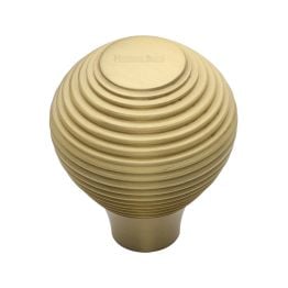Heritage Brass Cabinet Knob Reeded Design 32mm Satin Brass finish