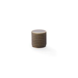 Alexander & Wilks - Brunel Knurled Cylinder Cupboard Knob - Antique Brass - 20mm