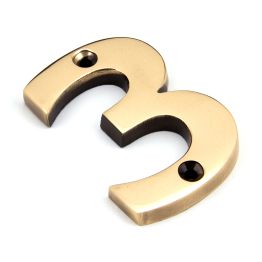 Polished Bronze Numeral 3