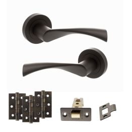 STATUS Colorado Door Handle Pack (Latch Set - 2.5" CE Latch, 3" Fire Rated Hinges x3) - Urban Dark Bronze