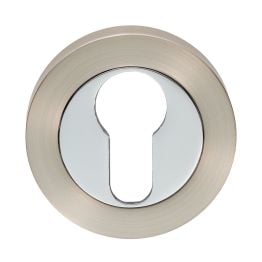 Euro Profile Escutcheon - Satin Nickel/Polished Chrome