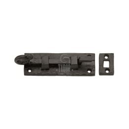 The Tudor Door Bolt Necked 3" Black Iron