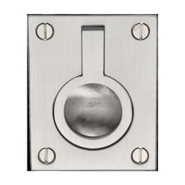 Heritage Brass Cabinet Pull Flush Ring Design 50mm Satin Nickel finish