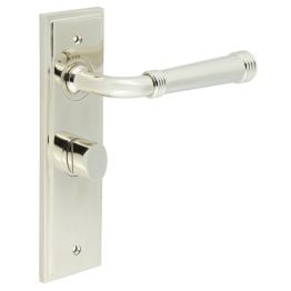 Highgate Door Handle Bathroom Backplate Polished Nickel & Turn & Release - By Frelan Hardware - BUR-35PN-453PN-81PN
