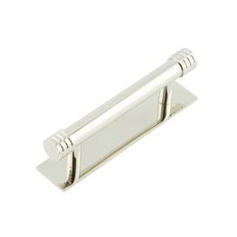 Hoxton Sturt Cabinet Handles 96mm Ctrs Plain Backplate Polished Nickel - By Frelan Hardware - HOX-450PN-5050PN
