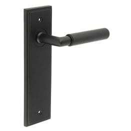 Piccadilly Door Handle Latch Backplate Black - By Frelan Hardware - BUR40KIT333