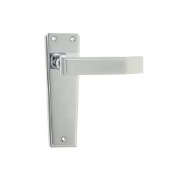 Deco Door Handle on Latchplate Polished Chrome - By Frelan Hardware - JV254PC