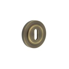 Burlington Standard Keyway Escutcheons Plain Rose Antique Brass - By Frelan Hardware - BUR-60AB-71AB