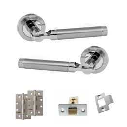 STATUS Dakota Door Handle Pack (Latch Set - 3" CE Latch, 4" Slim Knuckle Hinges x2) - Satin Chrome/Polished Chrome