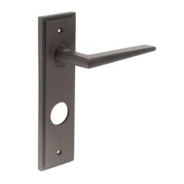 Mayfair Door Handle Din Bathroom Backplate Dark Bronze - By Frelan Hardware - BUR10KIT91