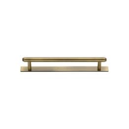 Heritage Brass Cabinet Pull Step Design with Plate 96mm CTC Antique Brass Finish