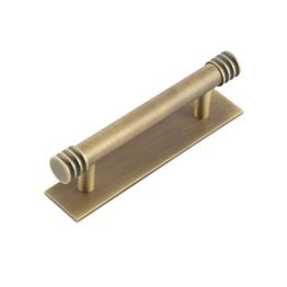 Hoxton Sturt Cabinet Handles 96mm Ctrs Plain Backplate Antique Brass - By Frelan Hardware - HOX-450AB-5050AB