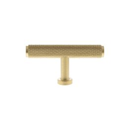 Millhouse Brass Eiffel Knurled T-Bar Cabinet Knob Handle - Satin Brass