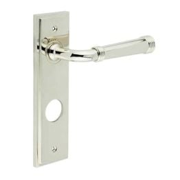 Highgate Door Handle Din Bathroom Backplate Polished Nickel - By Frelan Hardware - BUR35KIT169