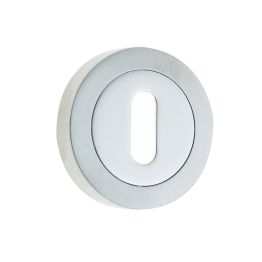 Jedo Dual Standard Keyway Escutcheons on 50mm Round Rose Polished Chrome / Satin Chrome - By Frelan Hardware - JV503PCSC