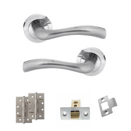 STATUS Texas Door Handle Pack (Latch Set - 3" CE Latch, 4" Slim Knuckle Hinges x2) - Satin Chrome