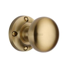 Heritage Brass Mortice Knob on Rose Victoria Design Satin Brass finish