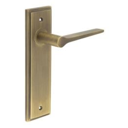 Knightbridge Door Handle Latch Backplate Antique Brass - By Frelan Hardware - BUR20KIT8