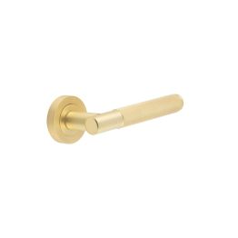 Jedo Bari Knurled Door Handles Satin Brass - By Frelan Hardware - JV850SB
