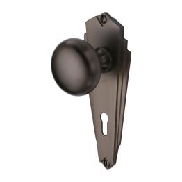 Heritage Brass Mortice Knob on Lock Plate Broadway Design Matt Bronze finish