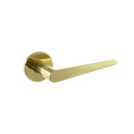 Tupai Exclusivo 5S Line Torrao Lever Door Handle on 5mm Slimline Round Rose - Raw Brass