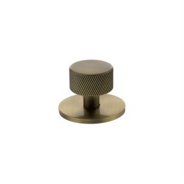 Millhouse Brass Paddington Spiral Round Cabinet Knob Handle on Backplate - Antique Brass