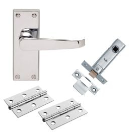 Contract Victorian Straight Latch Pack - Polished Chrome
