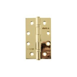 Atlantic Slim Knuckle Ball Bearing Hinges 4" x 2.5" x 2.5mm - Polished Brass (Pair)