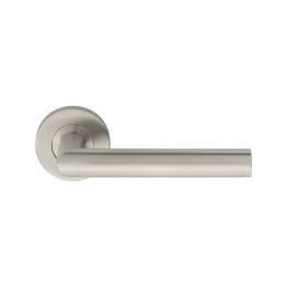 Treviri 19mm Dia. Mitred Lever On Concealed Fix Sprung Round Rose G201 - Satin Stainless Steel