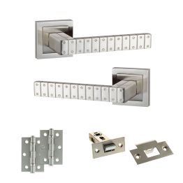 Senza Pari Bianca Door Handle Pack (Latch Set - 2.5" Latch, 3" Hinges x2) - Satin Nickel