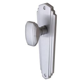 Heritage Brass Mortice Knob on Latch Plate Charlston Design Satin Chrome finish