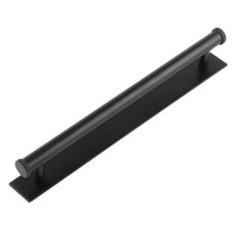 Hoxton Wenlock Cabinet Handles 224mm Ctrs Plain Backplate Matt Black - By Frelan Hardware - HOX-160MB-5060MB