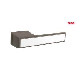 Tupai Rapido VersaLine Tobar Lever Door Handle on Long Rose - Satin Stainless Steel Decorative Plate - Titanium