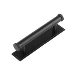 Hoxton Wenlock Cabinet Handles 96mm Ctrs Stepped Backplate Matt Black - By Frelan Hardware - HOX-150MB-6050MB