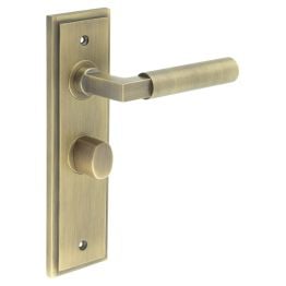Westminster Door Handle Bathroom Backplate Antique Brass & Turn & Release - By Frelan Hardware - BUR-30AB-453AB-81AB