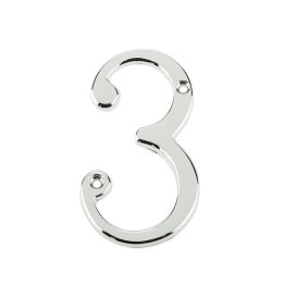 Jedo 75mm Screw Fix Numerals Polished Chrome No. 3 - By Frelan Hardware - JNPC-3