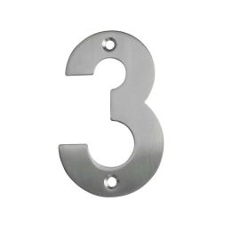 100mm Numerals SSS Finish 100mm Satin Stainless Steel No. 3 - By Frelan Hardware - JSS-3